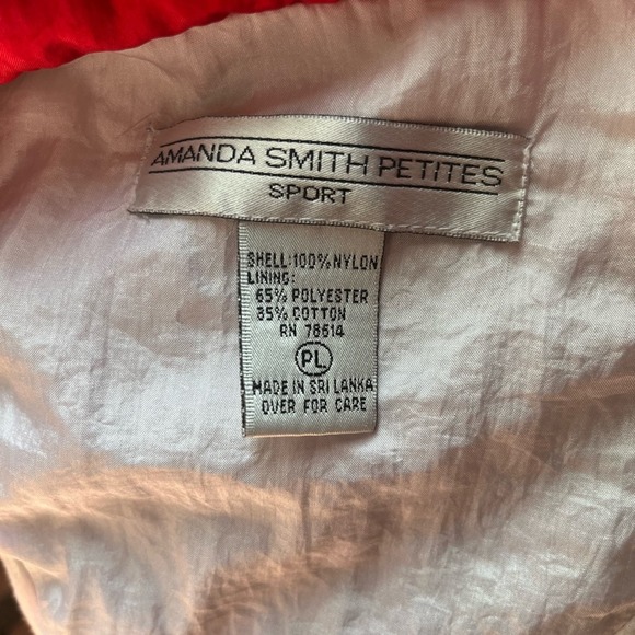 VINTAGE 90s Retro Basketball Red Track Jacket Amanda Smith Sport Petite Large - Picture 2 of 7